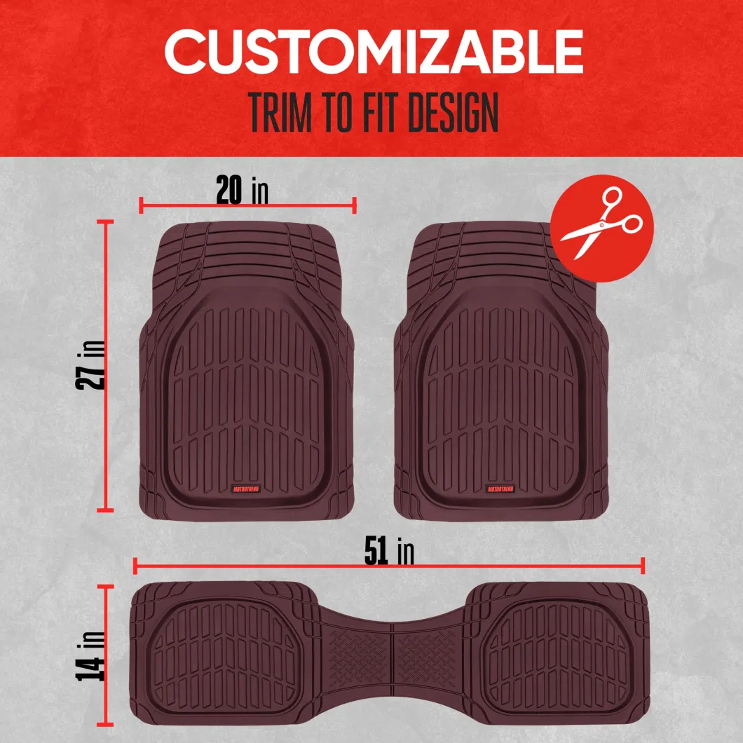 Trucks SUV Universal Floor Liner Car Accessories 4pieces Full Set Car Mats Burgundy Waterproof Automotive Car Floor Mats