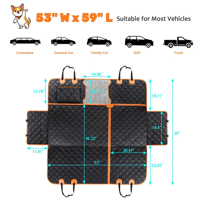 Waterproof Detachable Pet Cushion Functional Dog Car Seat Cover