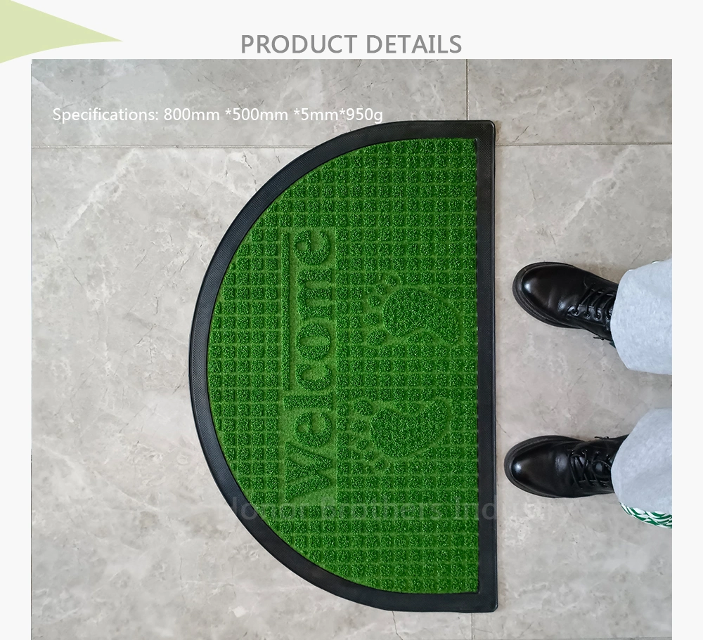 Custom Flocking Textile Carpet Antibacterial Disinfection Rubber Floor Mat, Green