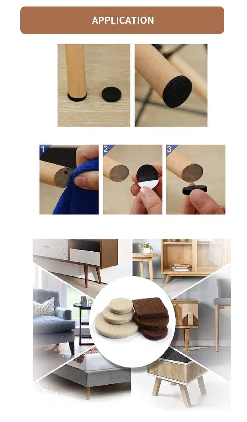 Self Adhesive Low Noise Rectangular Heavy Furniture Moving Pads Felt