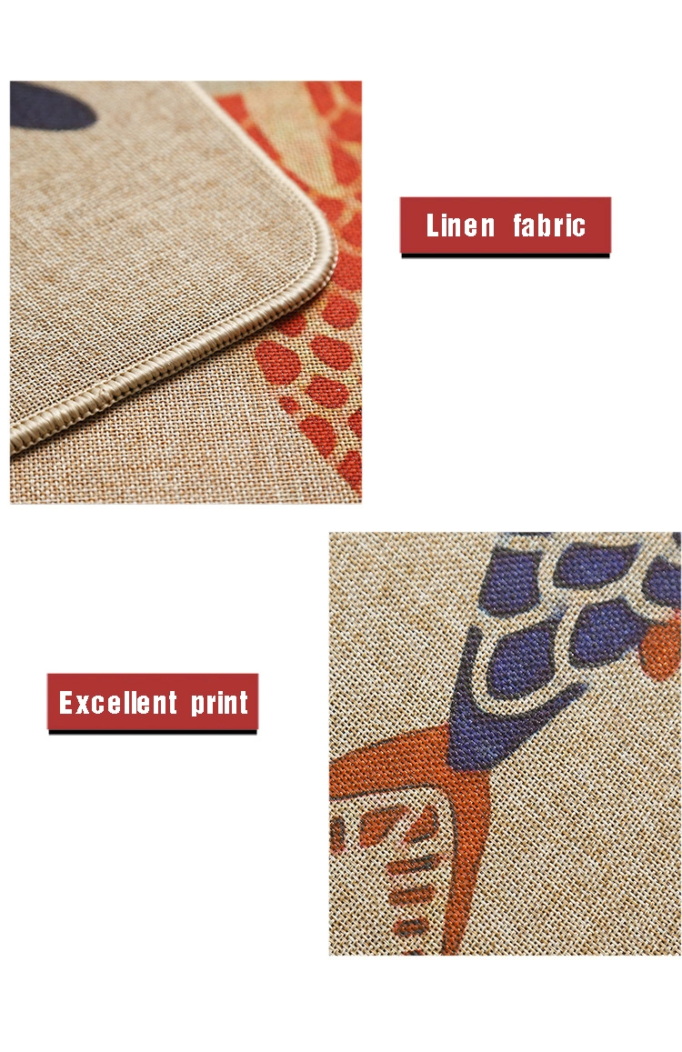 Custom Printed Linen Antislip Jute Kitchen Floor Mat Blank Linen Rubber Mat