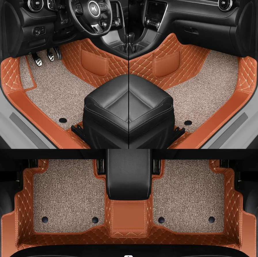 Diamond PVC Leather Car Mat Cover The Threshold Luxury Leather+Chenille Custom 7D Car Mat