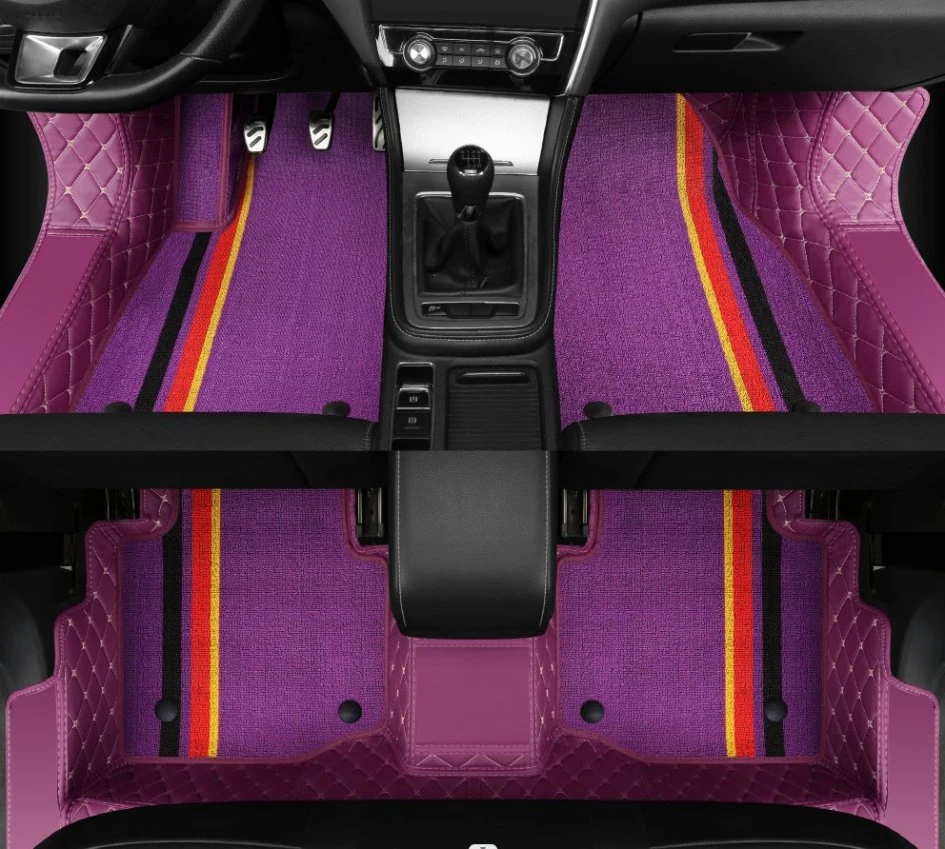 Diamond PVC Leather Car Mat Cover The Threshold Luxury Leather+Chenille Custom 7D Car Mat