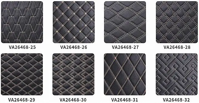 2023 Embroidery Quilted PVC Synthetic Leather Custom for Car Seat Synthetic Leather Floor Mat Leather