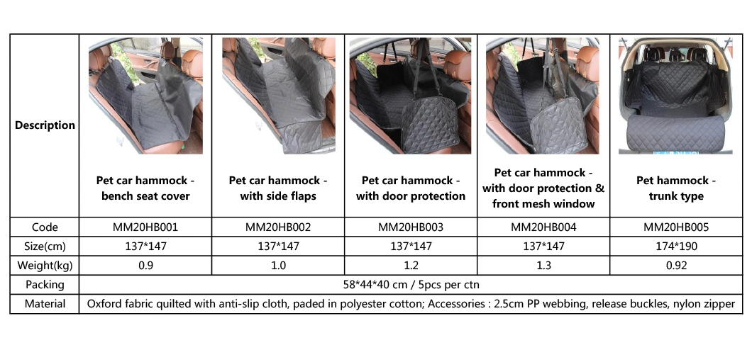 Oxford Fabric Waterprood Scratchproof Car Hammock Pet Trunk Protector Dog Products