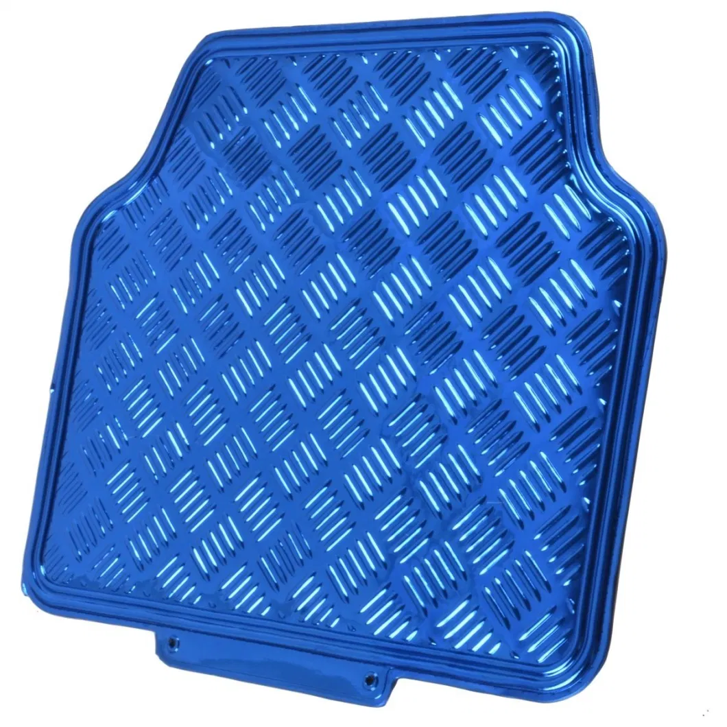 Universal Fit 4-Piece Metallic Design Car Floor Mat - (Blue)