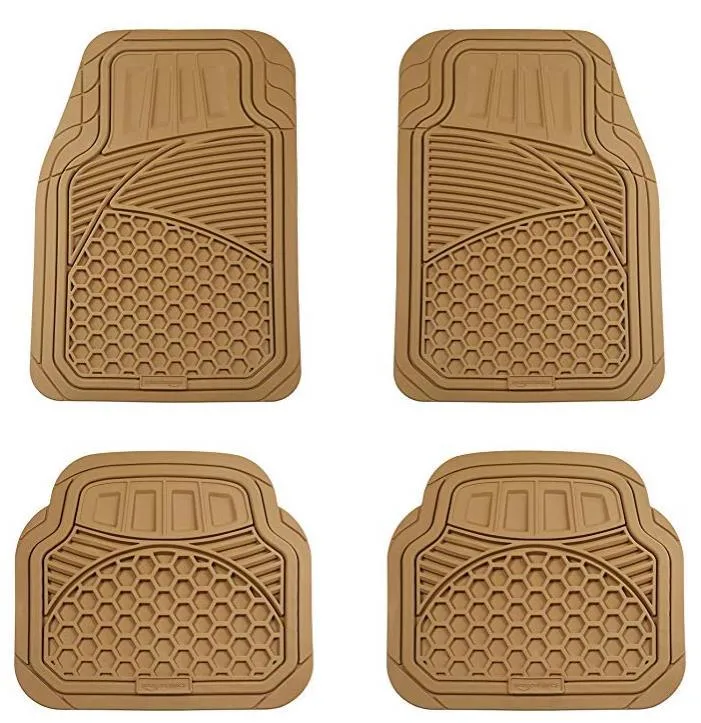 Basics 4 Piece Heavy Duty Car Floor Mat, Beige