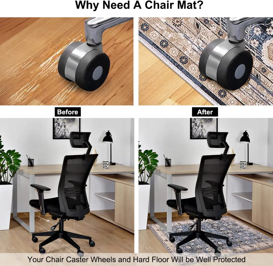 Office Chair Mat for Hardwood and Tile Floor Computer Chair Mat for Rolling Chair Low-Pile Carpet Anti-Slip Carpet Protector