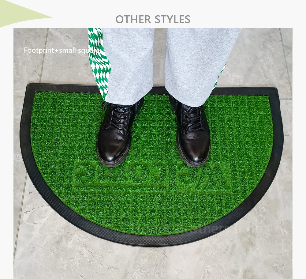 Custom Flocking Textile Carpet Antibacterial Disinfection Rubber Floor Mat, Green