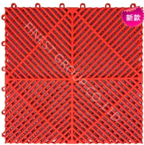 Durable Ribbed 400X400mm Garage Flooring Tiles Garage Floor Mat for Car Wash, PP Floor for Workshop, PP Floors for Warehouse