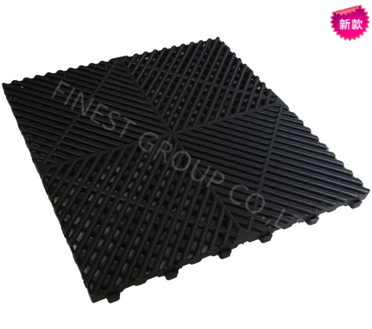 Durable Ribbed 400X400mm Garage Flooring Tiles Garage Floor Mat for Car Wash, PP Floor for Workshop, PP Floors for Warehouse