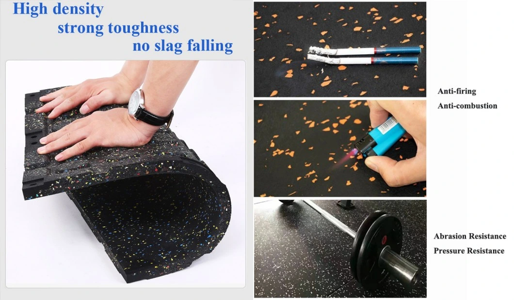 Elastic Flooring Tiles Anti-Slip Wear Resistant Interlocking Sports Mats Recycled Rubber Mat Indoor Fitness Gym Rubber Flooring EPDM Rubber Floor Mat