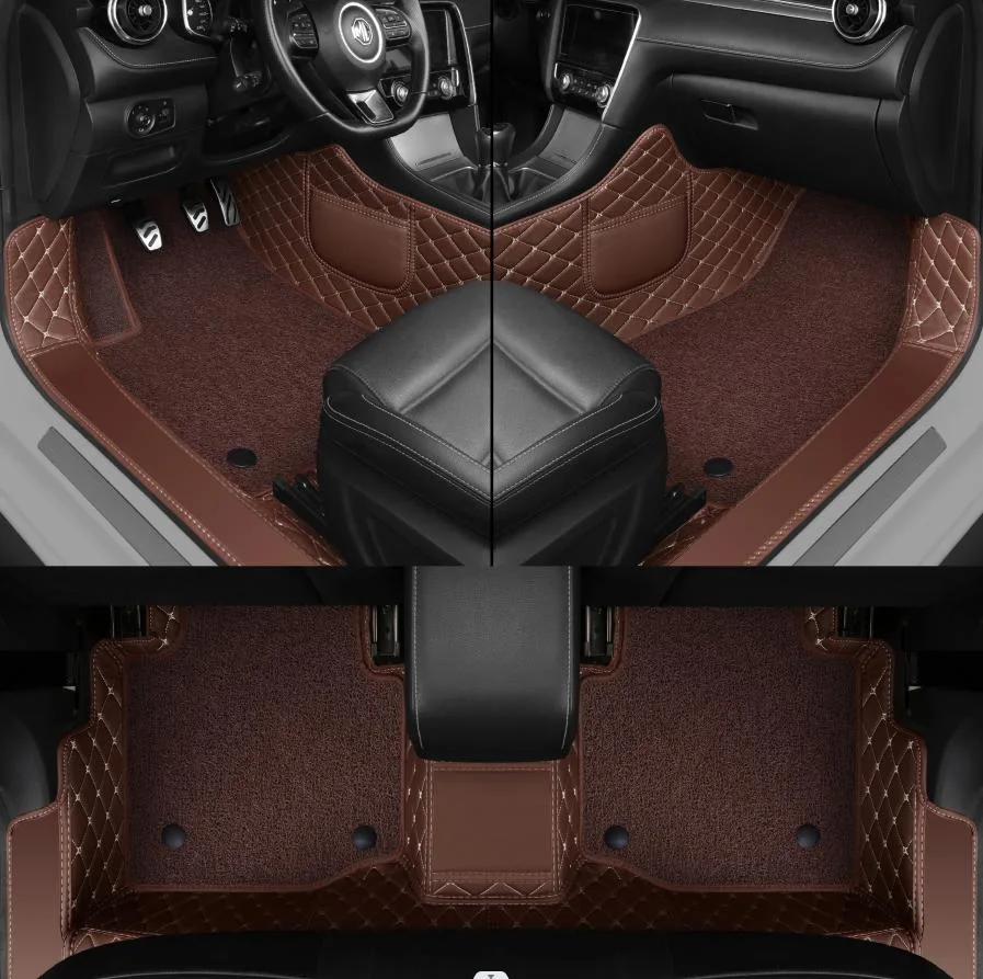 Diamond PVC Leather Car Mat Cover The Threshold Luxury Leather+Chenille Custom 7D Car Mat