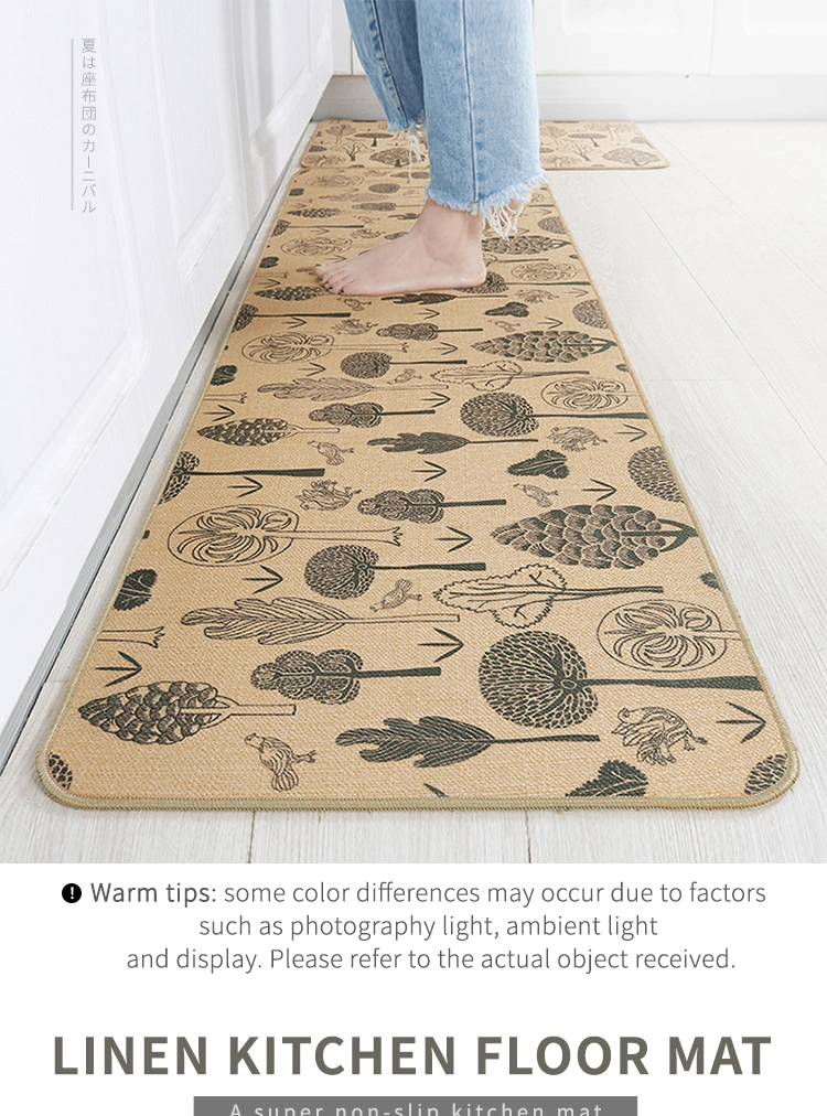 Anti-Fatigue Linen Fabric Anti-Slip Square Front Door Mat Wear-Resistant and Dirt-Resistant Kitchen Mat