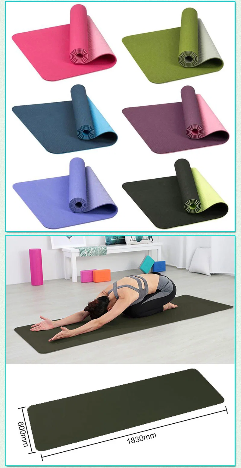 TPE Two-Color Yoga Mat, Non-Slip Carpet, Suitable for Beginners Environment Fitness Gym Mat