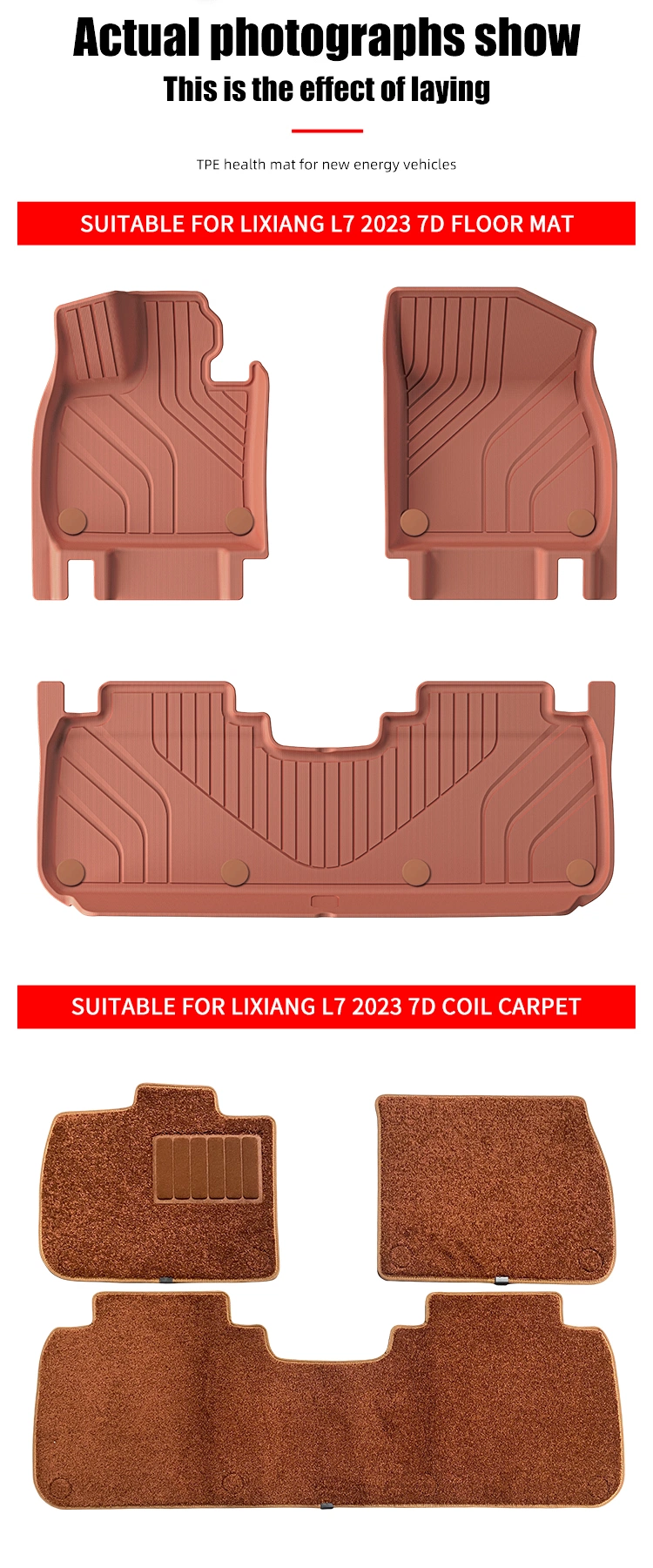 Car Floor Mat for Lixiang L7 2023 7D Orange