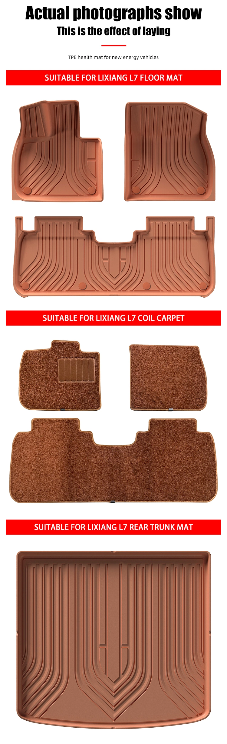 Factory Wholesale Car Mats for Lixiang L7 Orange