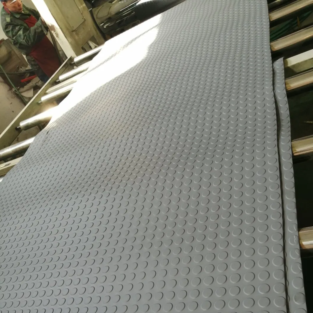 Factory Manufacture Gray Non Skid Anti Slip Durable Round Stud Black Coin Rubber Mat for Workshop Garage Flooring Mat