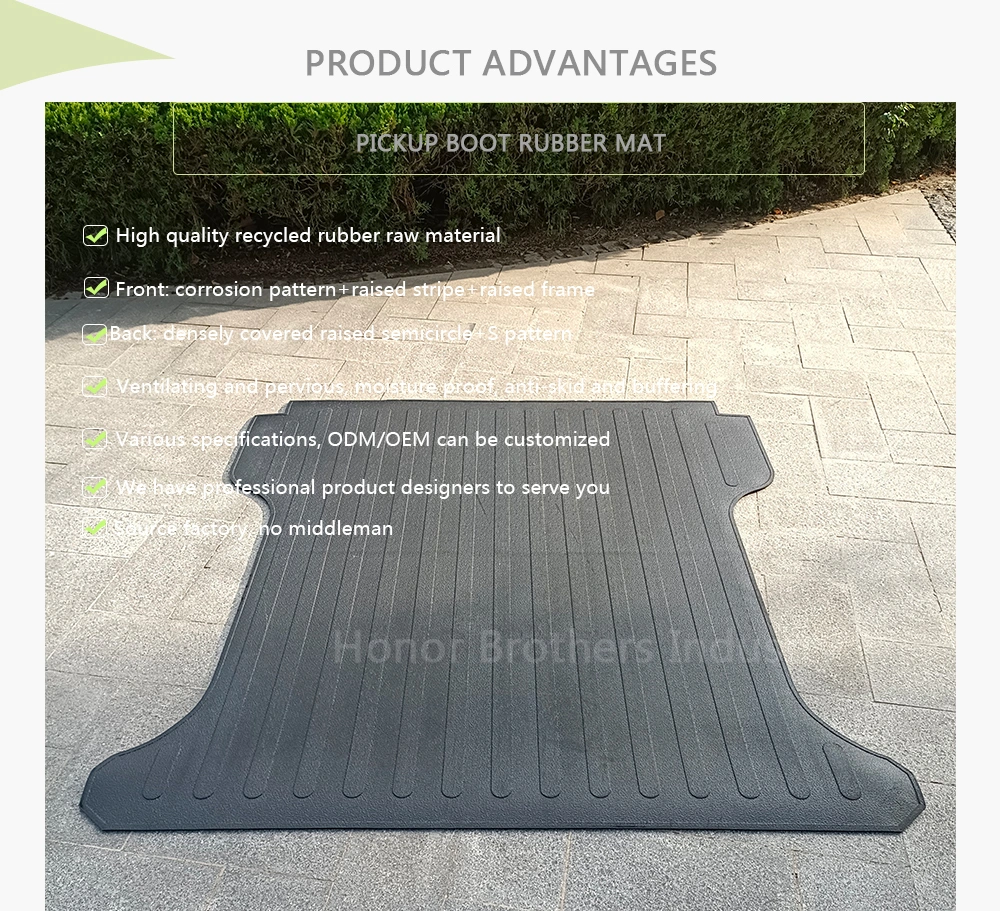 Heavy-Duty Custom-Fit Pickup Floor Protector Rubber Truck Bed Liner Mat for Ford/GM/Dodge/Chevrolet/Toyoya