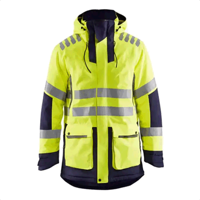 Custom Hi Vis PPE Hoodie Polyester Oxford Windproof Reflective Safety Clothing Outdoor Raincoat Bomber Winter Workwear Safety Jacket