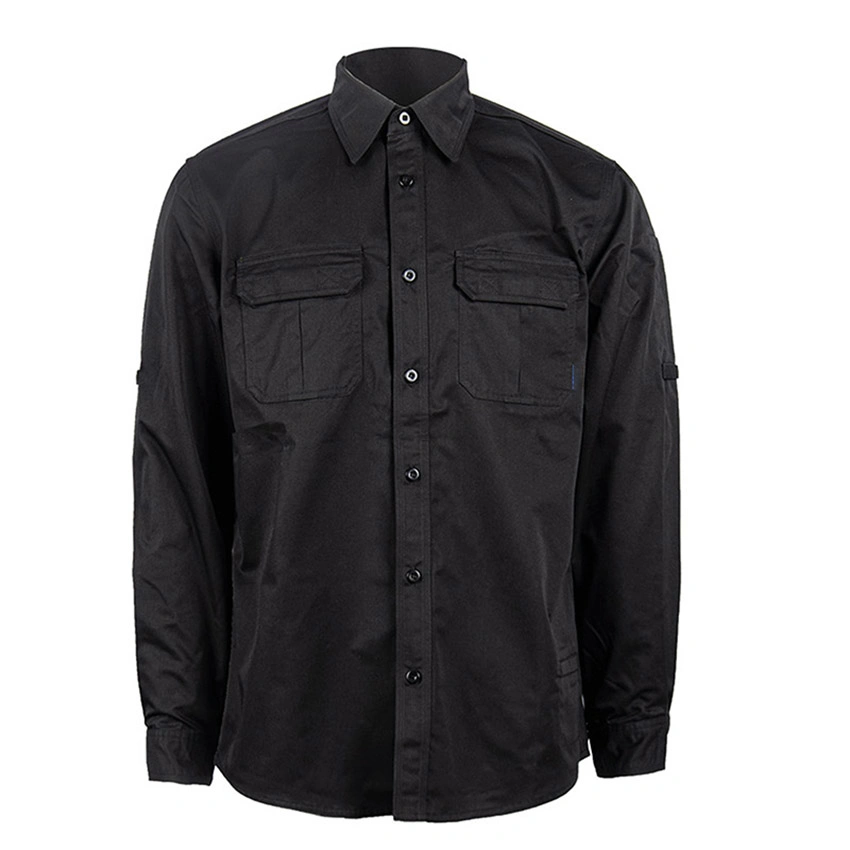 Custom Long Sleeve Solid Color Industrial Shirt Work Wear Shirt Manufacturer Turn Down Work Wear