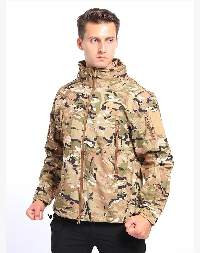 Factory-Made Waterproof Fleece Camo Soft Shell Men&prime;s Outdoor Thermal Fleece Jacket Warm Winter Jacket