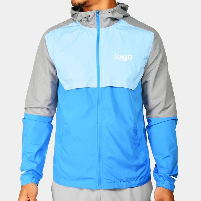 Custom Color Block Zip up Men Sports Windbreaker Jackets