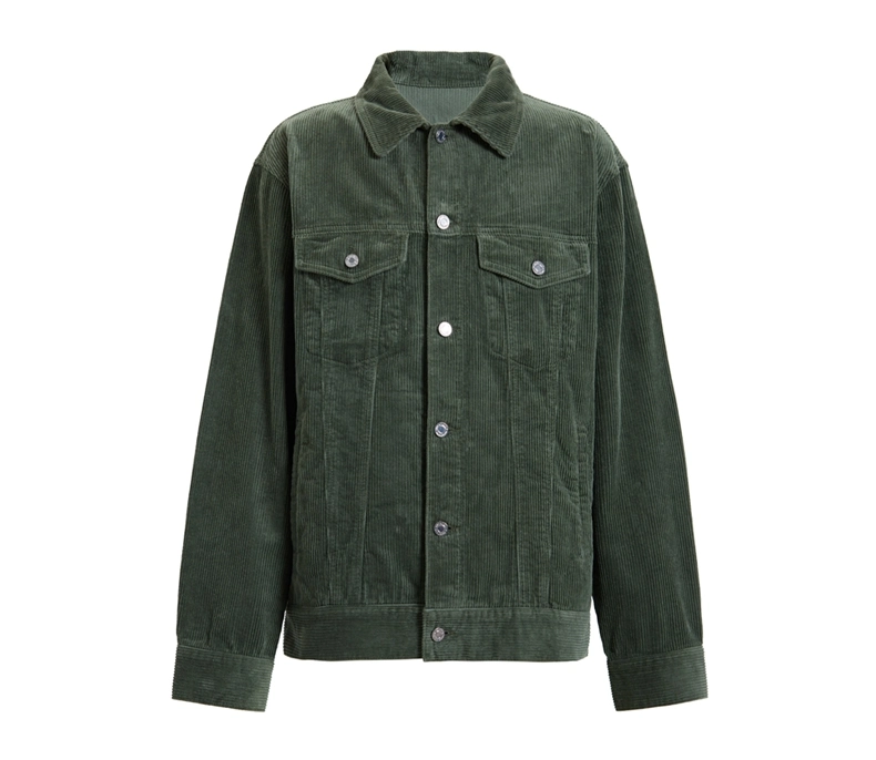 Custom OEM Men Corduroy Jacket Thick Cotton Vintage Turn Down Collar Solid Color Coat