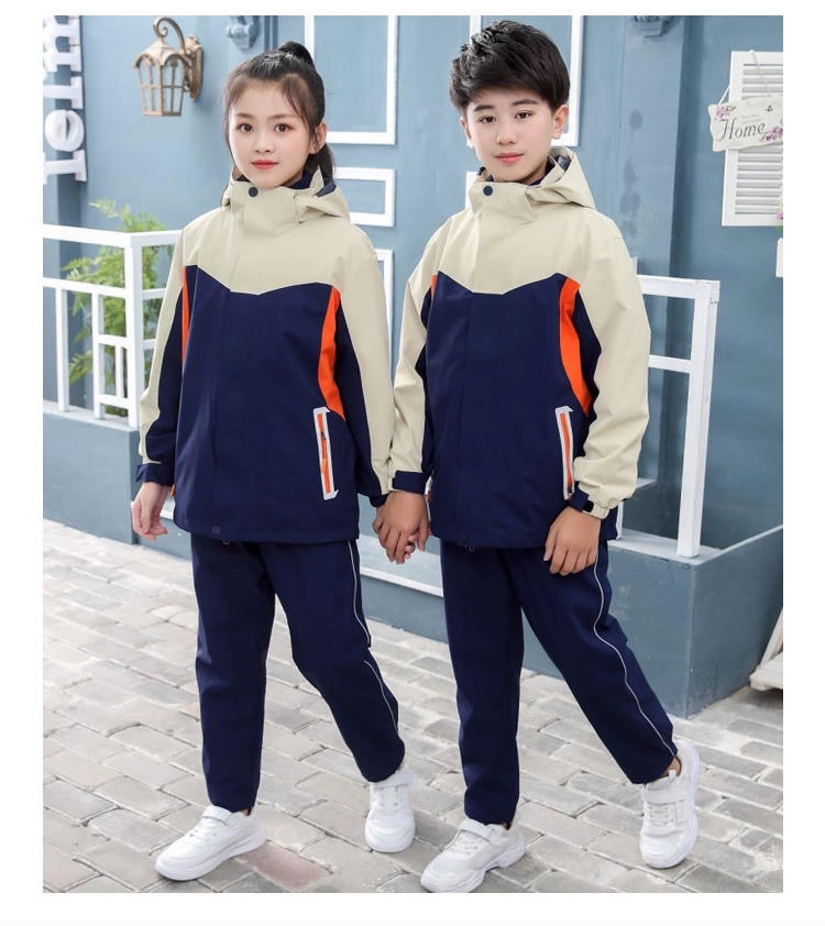 Wholesale Primary and Secondary School Students 3-in-1 Two-Piece Waterproof Jacket