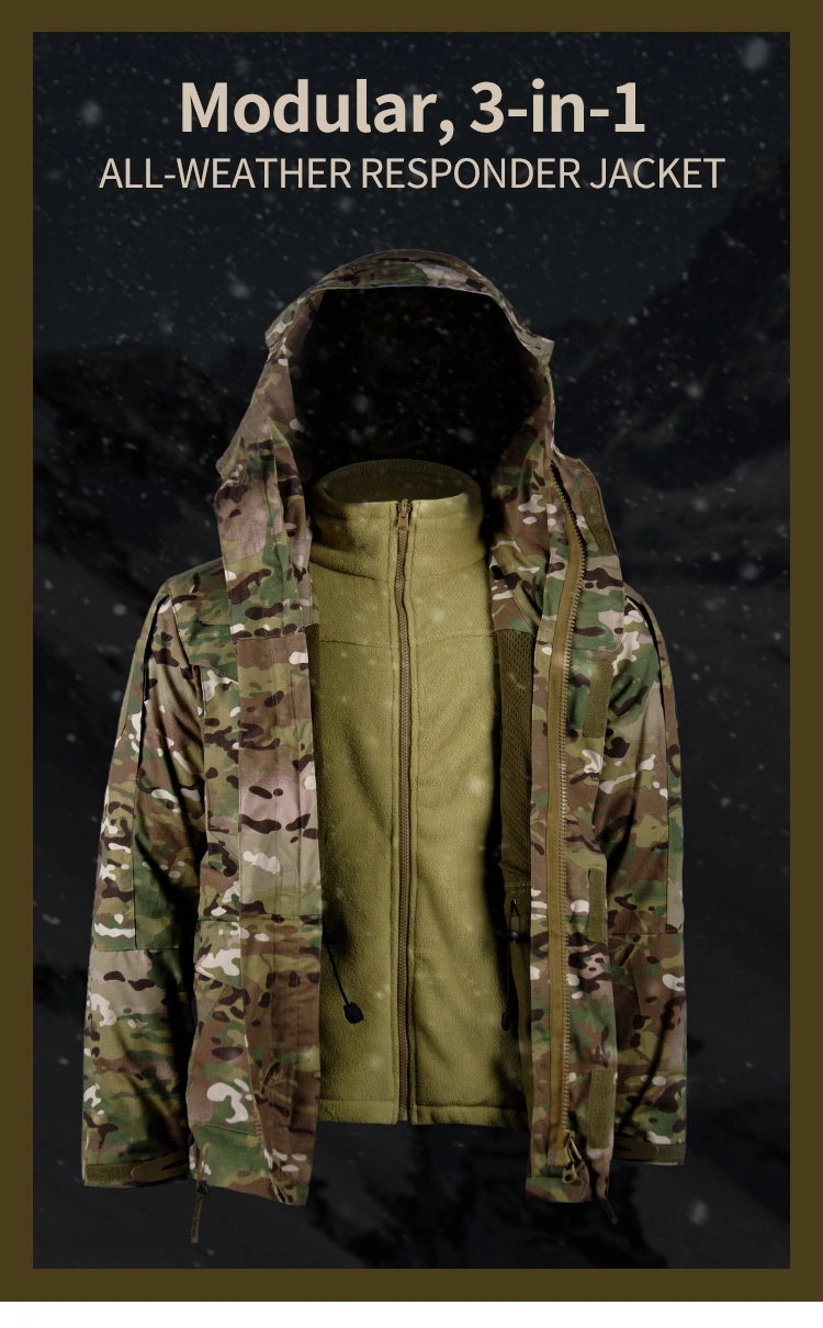 Outdoor Custom 3 in 1 Military Sports Waterproof Winter Man Jacket