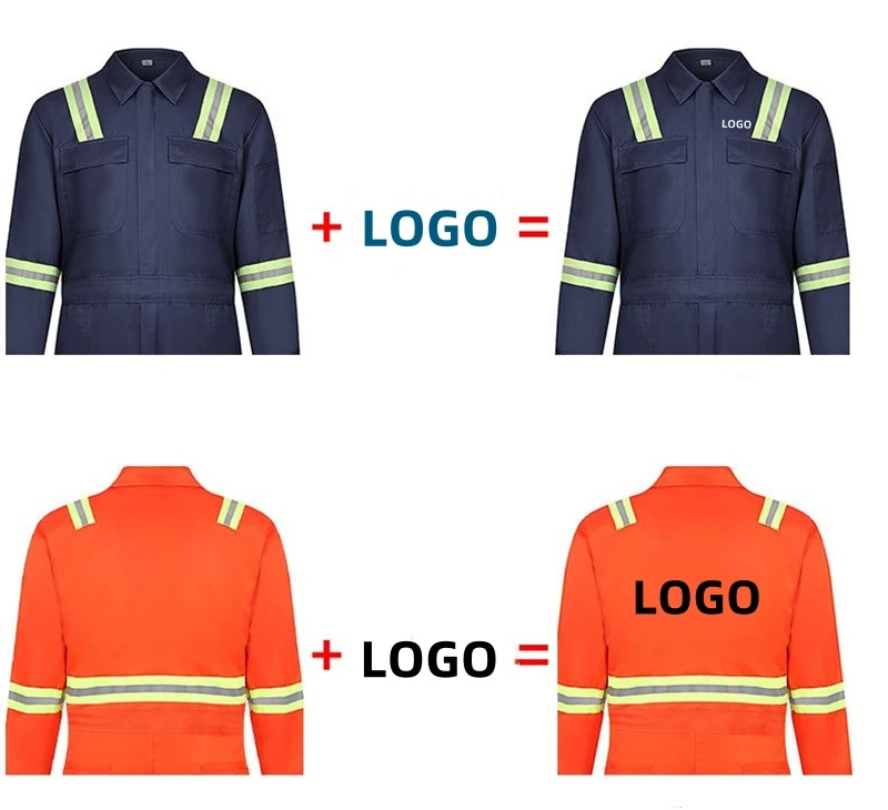 OEM Customized Engineering Visible 100 Cotton Anti-Static Labor Oil Gas Working Jacket Bib Pants Factory Traffic Overall Workwear