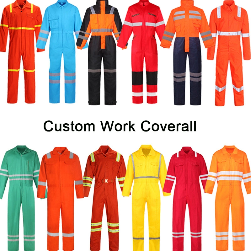 OEM Customized Engineering Visible 100 Cotton Anti-Static Labor Oil Gas Working Jacket Bib Pants Factory Traffic Overall Workwear