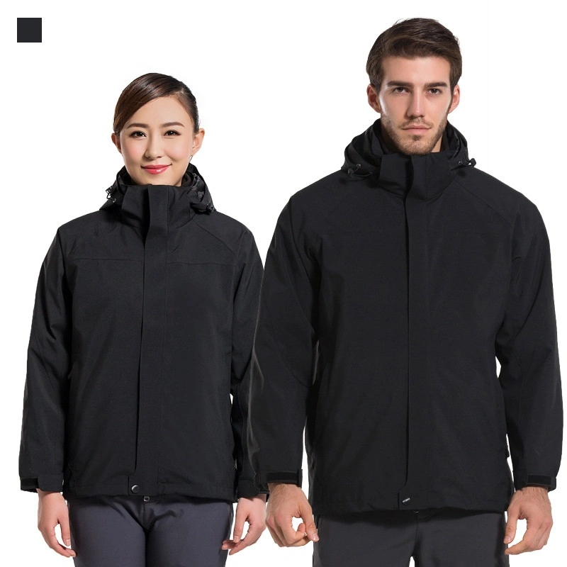 Hiworld Solid Sports Winter Unisex Custom Winter Three-in-One Outdoor Two-Piece Set Charge Jacket with Removable Liner