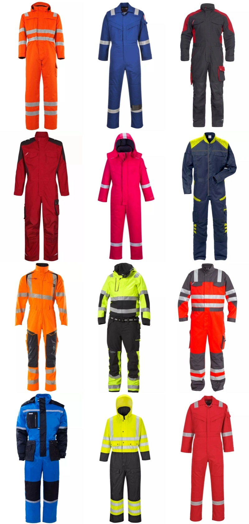 Custom Logo Industrial High Visibility Breathable Flame Resistant Cotton PPE Jacket Jumpsuit Factory Traffic Overall Workwear