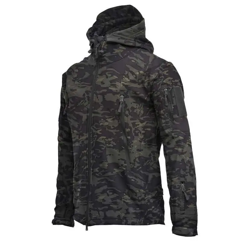 Wholesale Men Waterproof Hiking Hoodie Jacket for Workout Keep Warm Soft Shell Outdoor Coat with OEM Factory