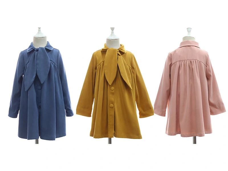 Brushed Cotton Twill Baby Girl Trench Coat for Winter Clothes Jacket Manufacturer China