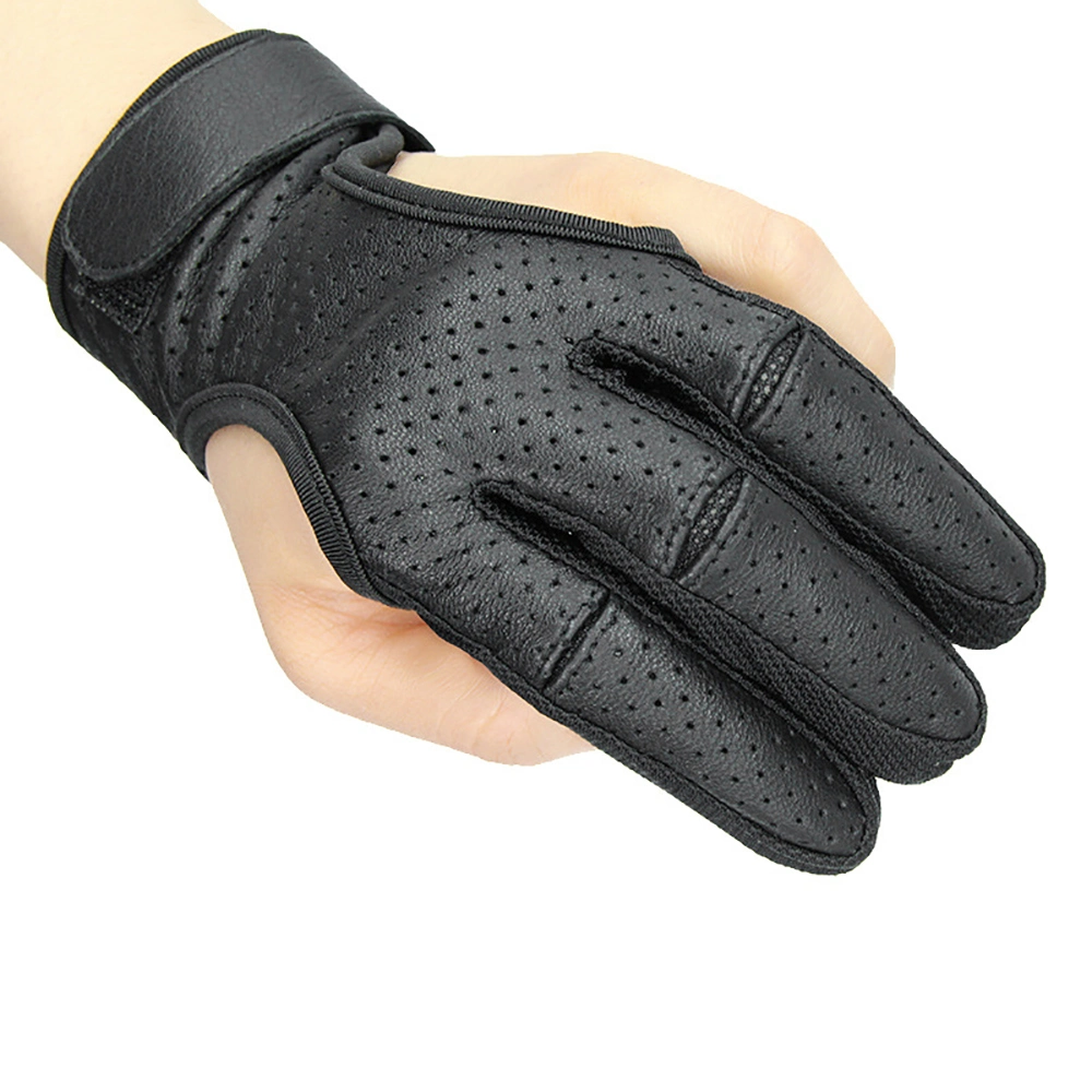 Archery Gloves Leather Padded Three Finger Protector Bow Shooting Hunting Non-Slip Glove Protective Gear Accessories Wbb21679