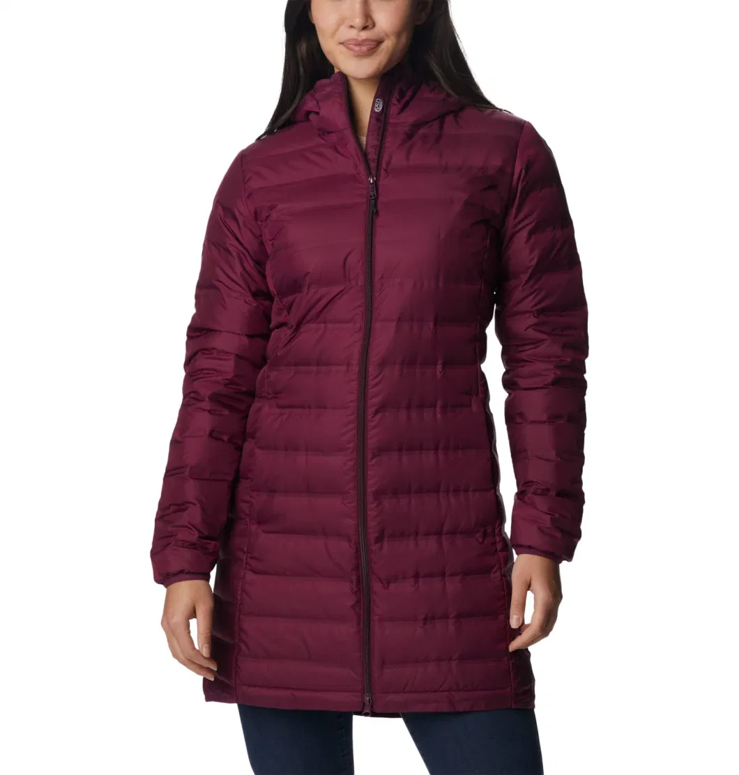 Asiapo China Factory Womens Pink Thermal Ultra Alternative Lightweight Water-Repellent Insulated Down Long Hooded Jacket