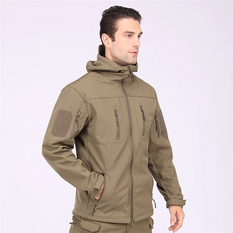 Green Outdoor Breathable Coat Hoodie Waterproof Camping Hunting Tactical Softshell Men Jacket