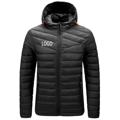 Ricamo personalizzato in oca caldo abbattere Bubble Coat di cotone spesso Casual Outdoor Sport da lavoro uniforme Puffer invernale da uomo imbottito giù Giacca