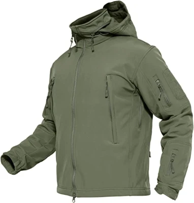  Giacca in pile con cappuccio da uomo 6 tasche con zip giacca invernale calda militare Giacca tattica