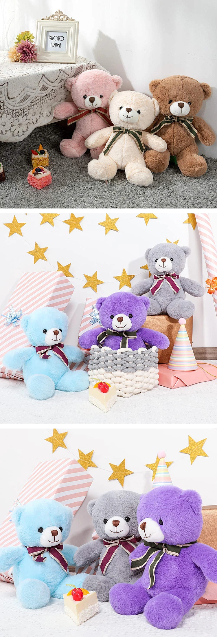 Free Sample Hot Selling Plush Bear Toy Origin Plush Toy Manufacture Custom Teddy Bear with Bow