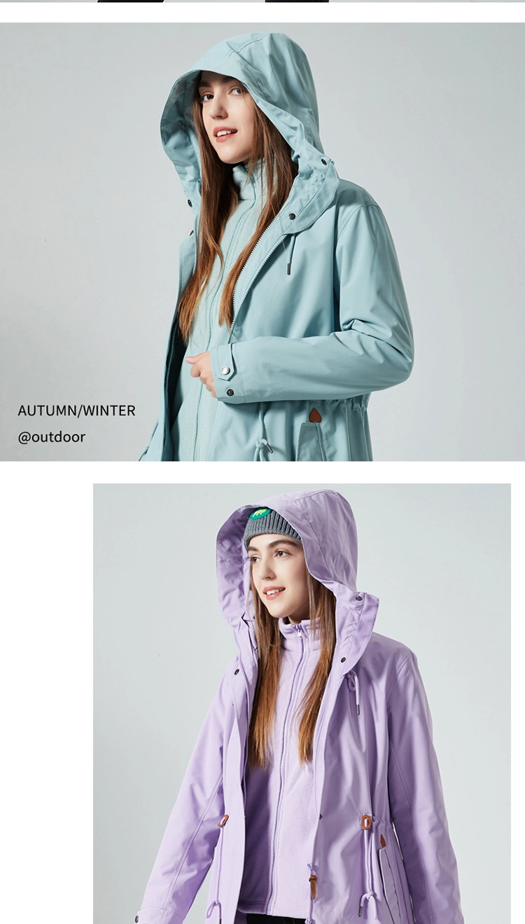 Women&prime;s 3-in-1 Winter Jacket Waterproof Rain Coat with Hood Warm Fleece Ski Jackets