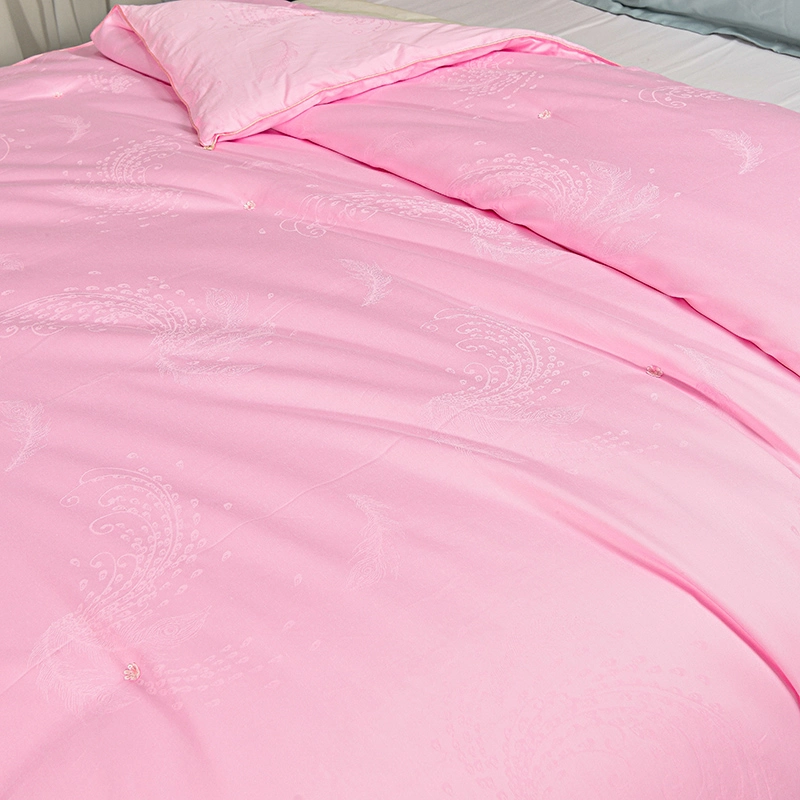 Pink Jacquard Mulberry Handmade Silkworm Silk 100% Cotton Cover China Supplier Bedding Set Duvet