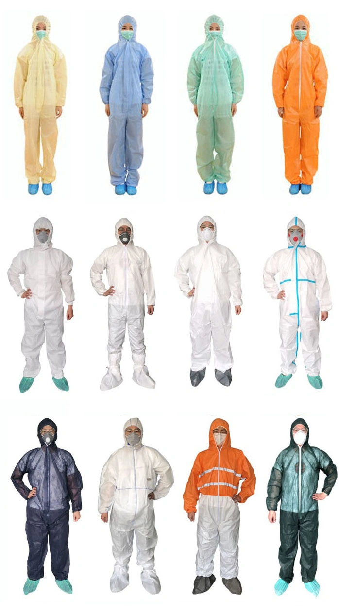 Direct Manufacturer High Quality Microporous Blue Plastic Overalls Waterproof Jumpsuit Protective Clothes Men Coverall Workwear with Hood