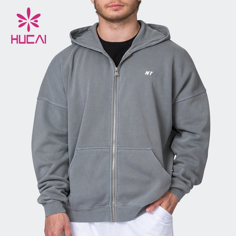 OEM Training Custom High Performance Heat-Transfer Logo Gym Clothes Manufacturer Cotton Mens Sports Gym Washed Jackets