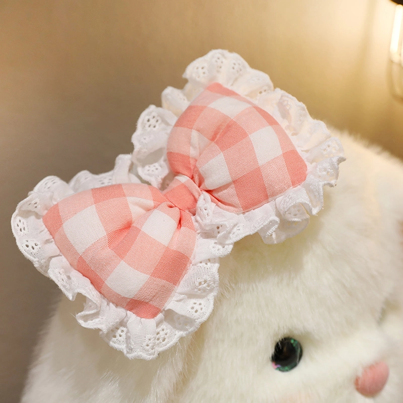 Bow Bunny Customized Stuffed Animal Plush Toy Bib Rabbit Easter Gift