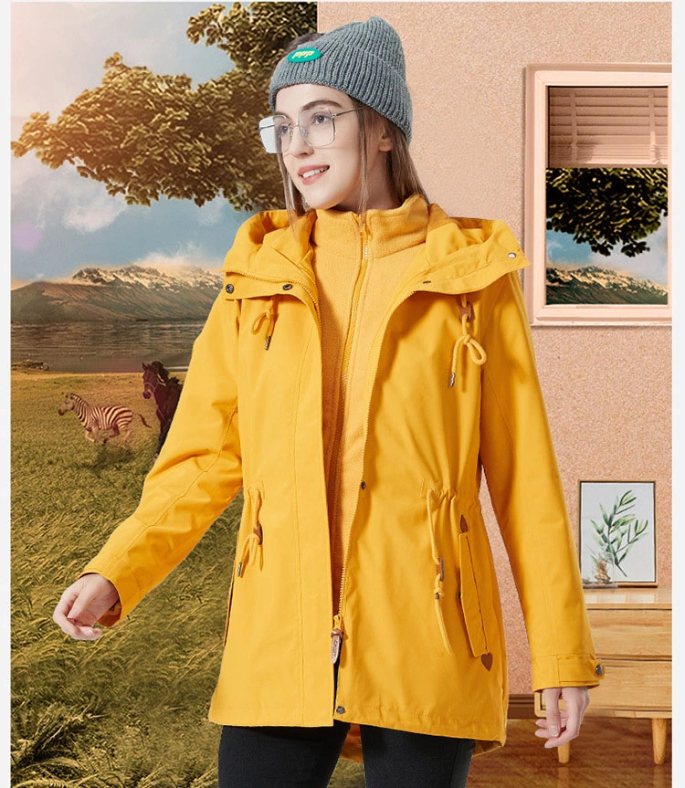 Women&prime;s 3-in-1 Winter Jacket Waterproof Rain Coat with Hood Warm Fleece Ski Jackets