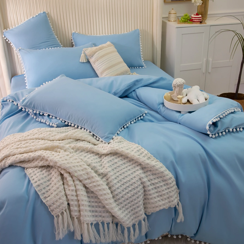 Premium Quality 2022 Wholesale Custom Pompoms Tassels Design Soft Brushed Microfiber Duvet Cover