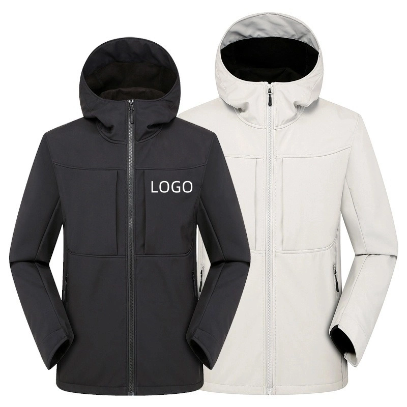 Custom High Quality Adjustable Cuff Two Side Pockets Warm Breathable Fleece Tactical Coat Outdoor Men Ski Softshell Jacket